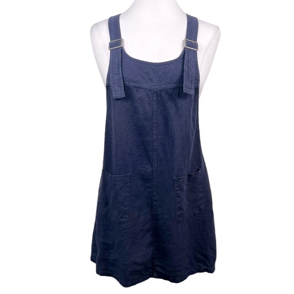FOREVER 21 Linen Blend Casual Bib Overall Jumper Mini-Dress Shift Dress - Picture 1 of 6